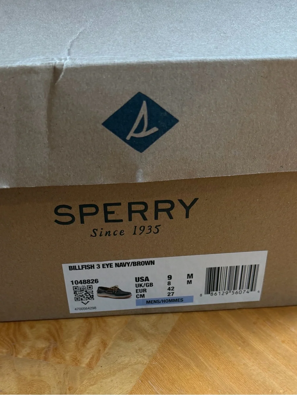Sperry billfish 3 eye Navy and Tan Leather Mesh Boat Shoe new